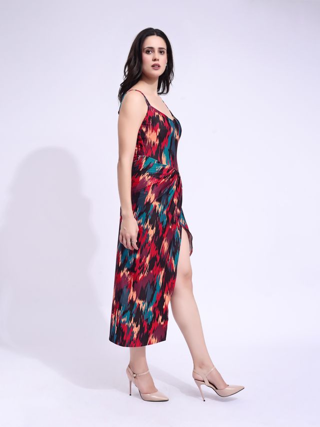 Women's Multi Printed Maxi  Sleeveless Dress
