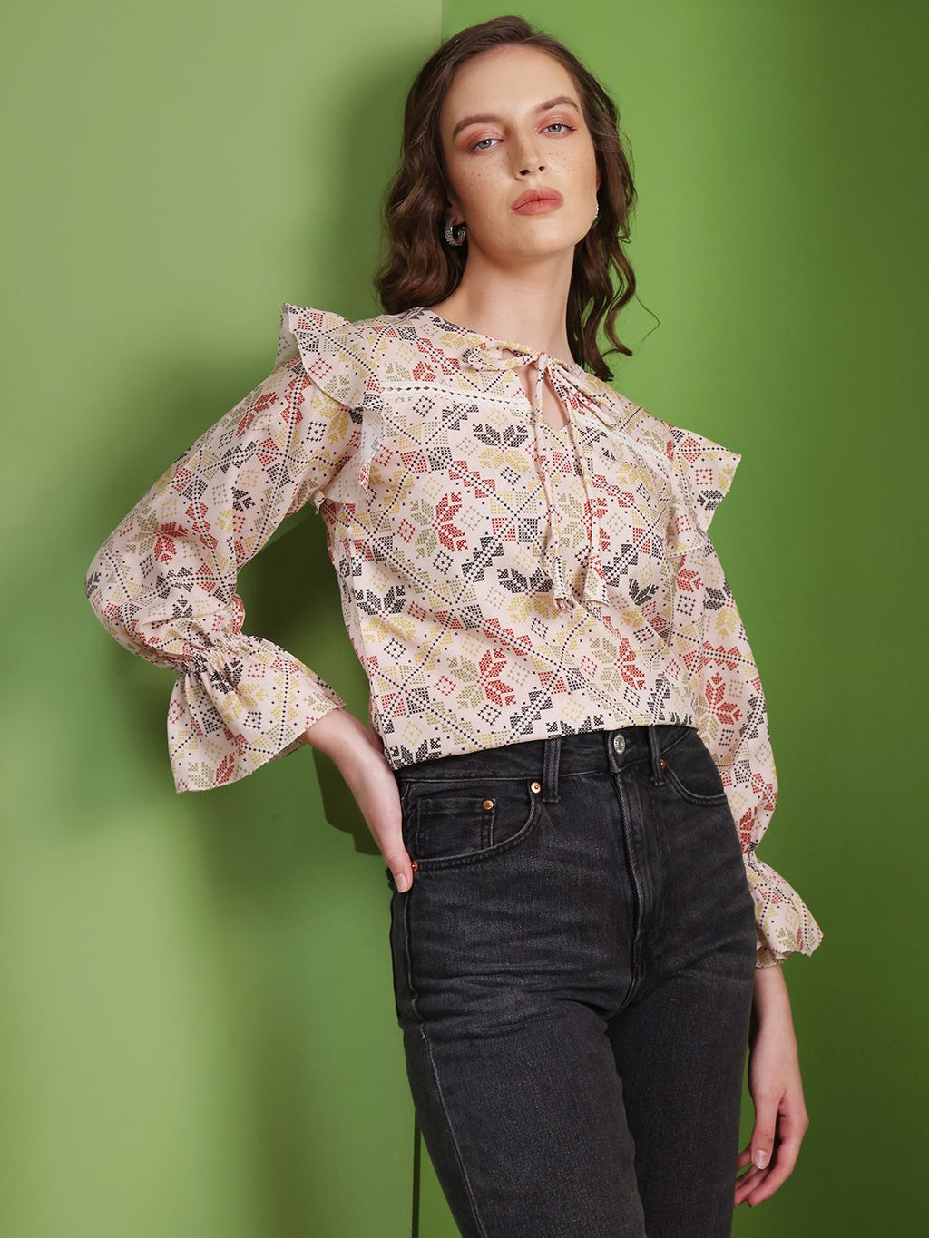 Obshivka  Printed Geometric Top