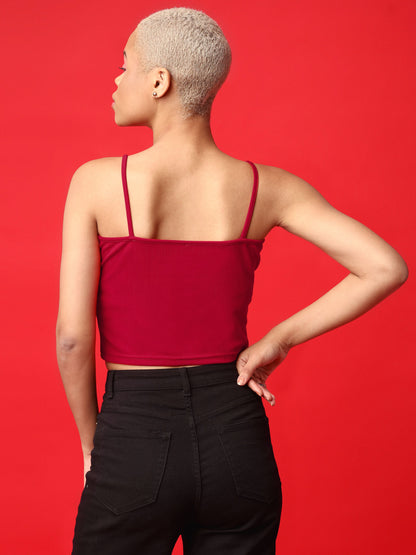 Red Sweetheart Neck Scrappy Top