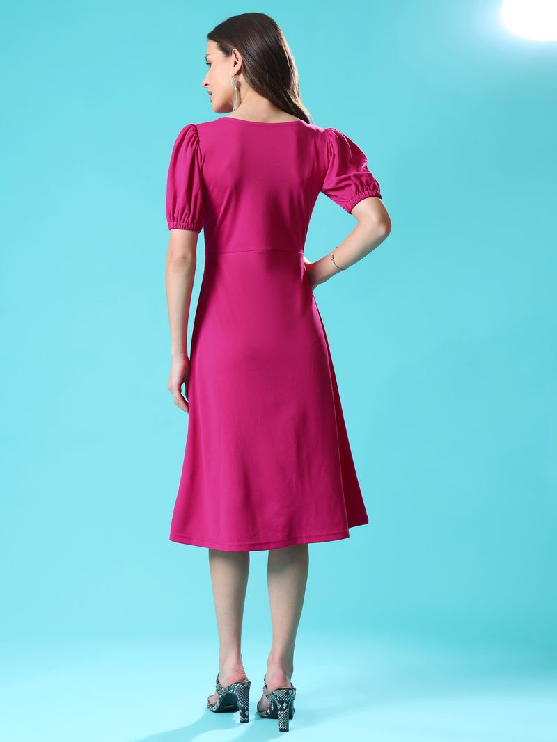 Women's pink  Fit & Flared Above Knee Cap Sleeve Dress