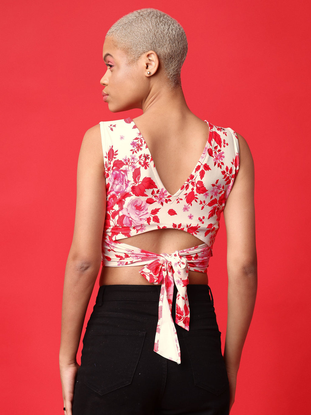 Red Tie-Up Top For Women