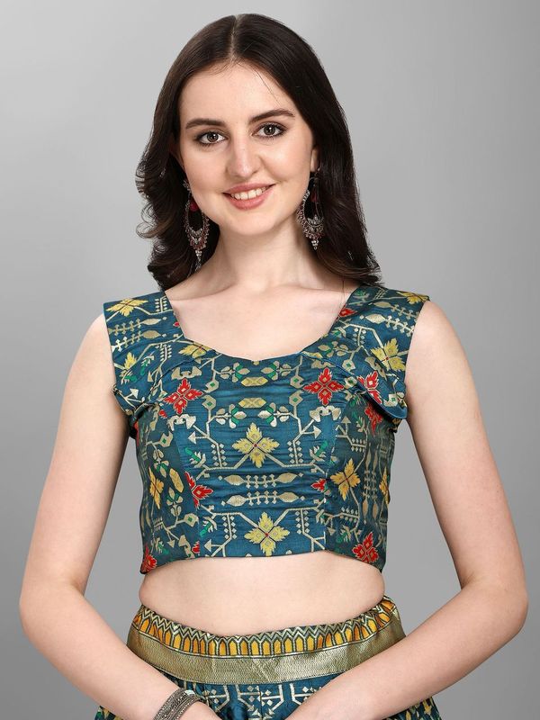 Women Rama Cotton Blend Lehenga