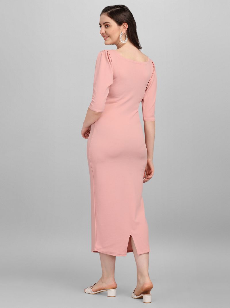 Purvaja Women's Peach Bodycon Dress Purvaja Women's Peach Bodycon Dress