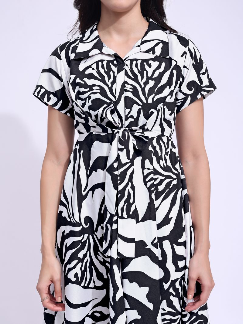 Women's Black Fit & Flared Stylish Sleeve Dress