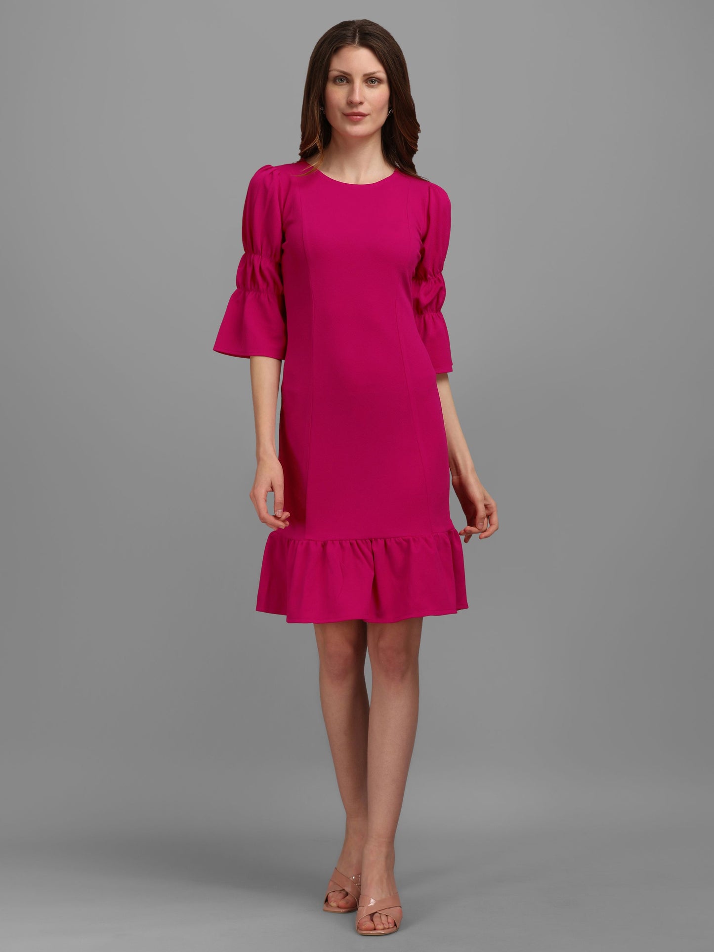 Pink Puff Sleeve Bodycon Dress