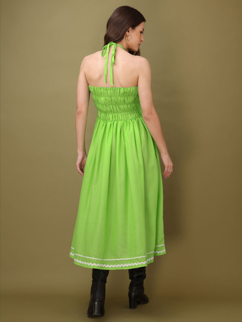 Women Midi-Maxi Sleeveless Green Dress