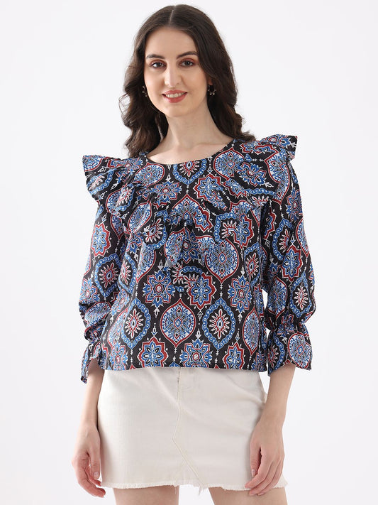 Obshivka  Printed Damask Top