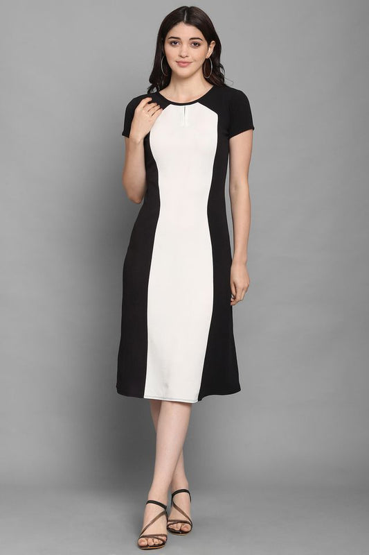 Women White & Black A Line dress