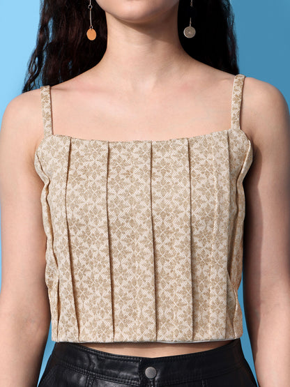 Women Golden Pleated Top