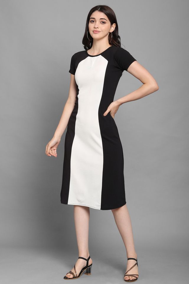 Women White & Black A Line dress