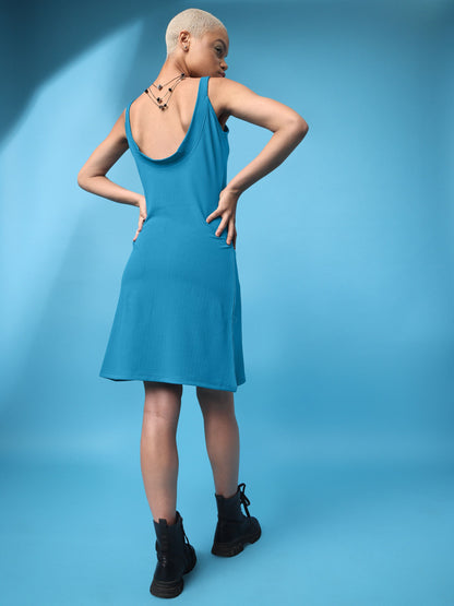 A-line Backless Teal Dress