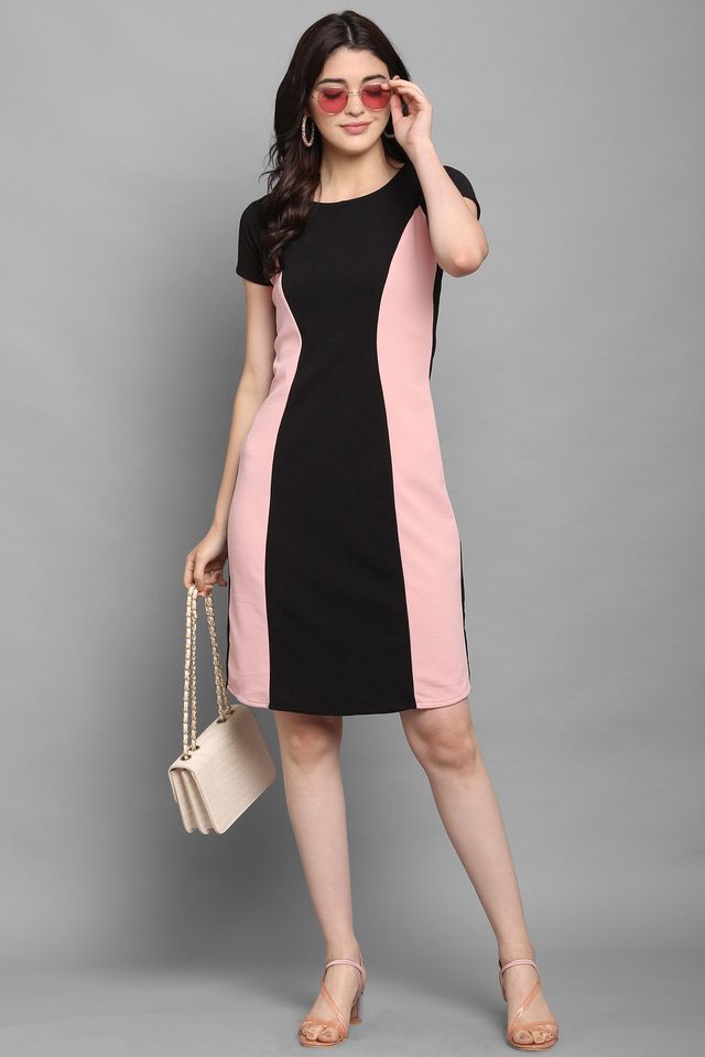 Women Peach & Black Bodycon dress