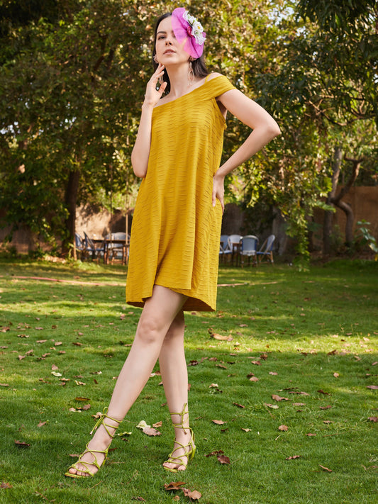 Yellow Tie-up Flared Dress