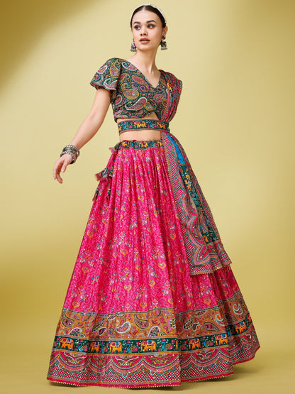 Women Multicolor Embellished  Lehenga