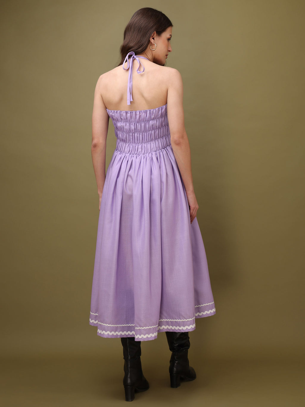 Women Fit & Flare Ruched Purple Dress