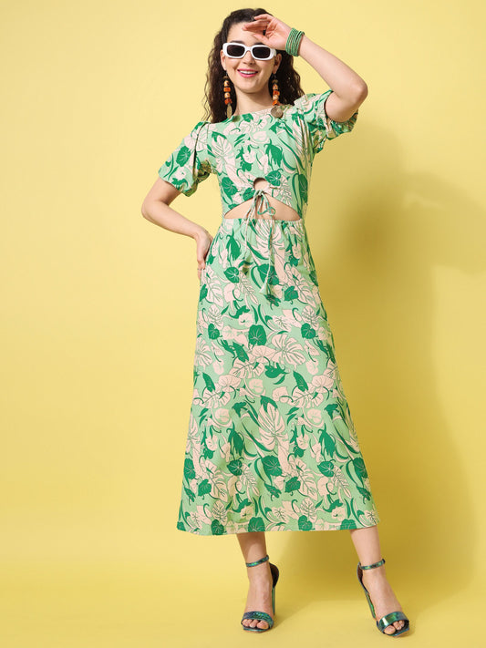 Women Green Fit & Flare Dress