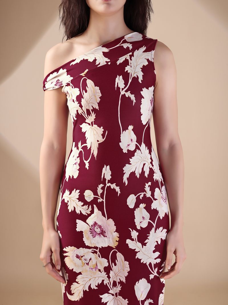 Women's Maroon Bodycon Maxi Sleeveless Dress