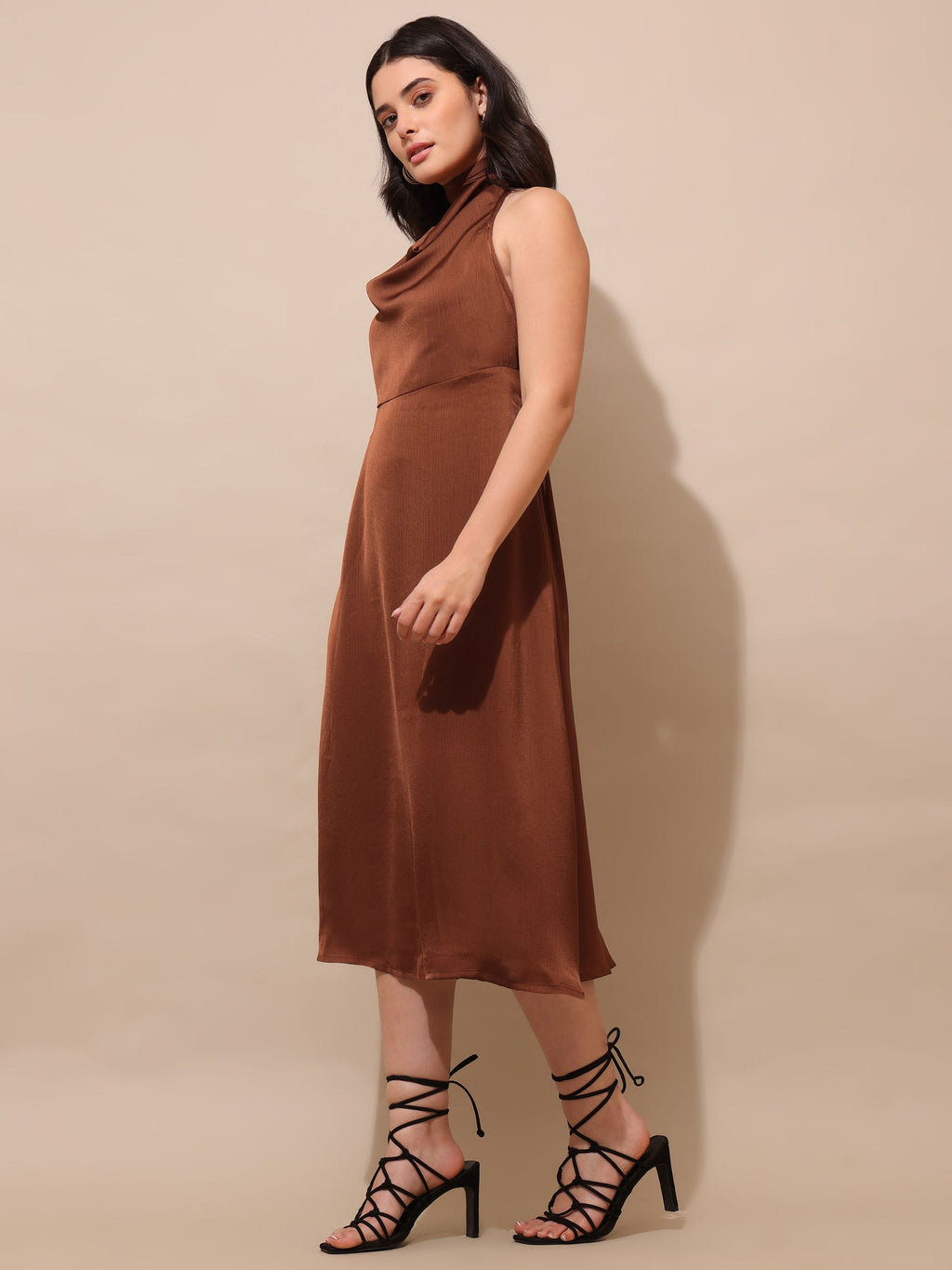 Women's Fit & Flared Brown Dress