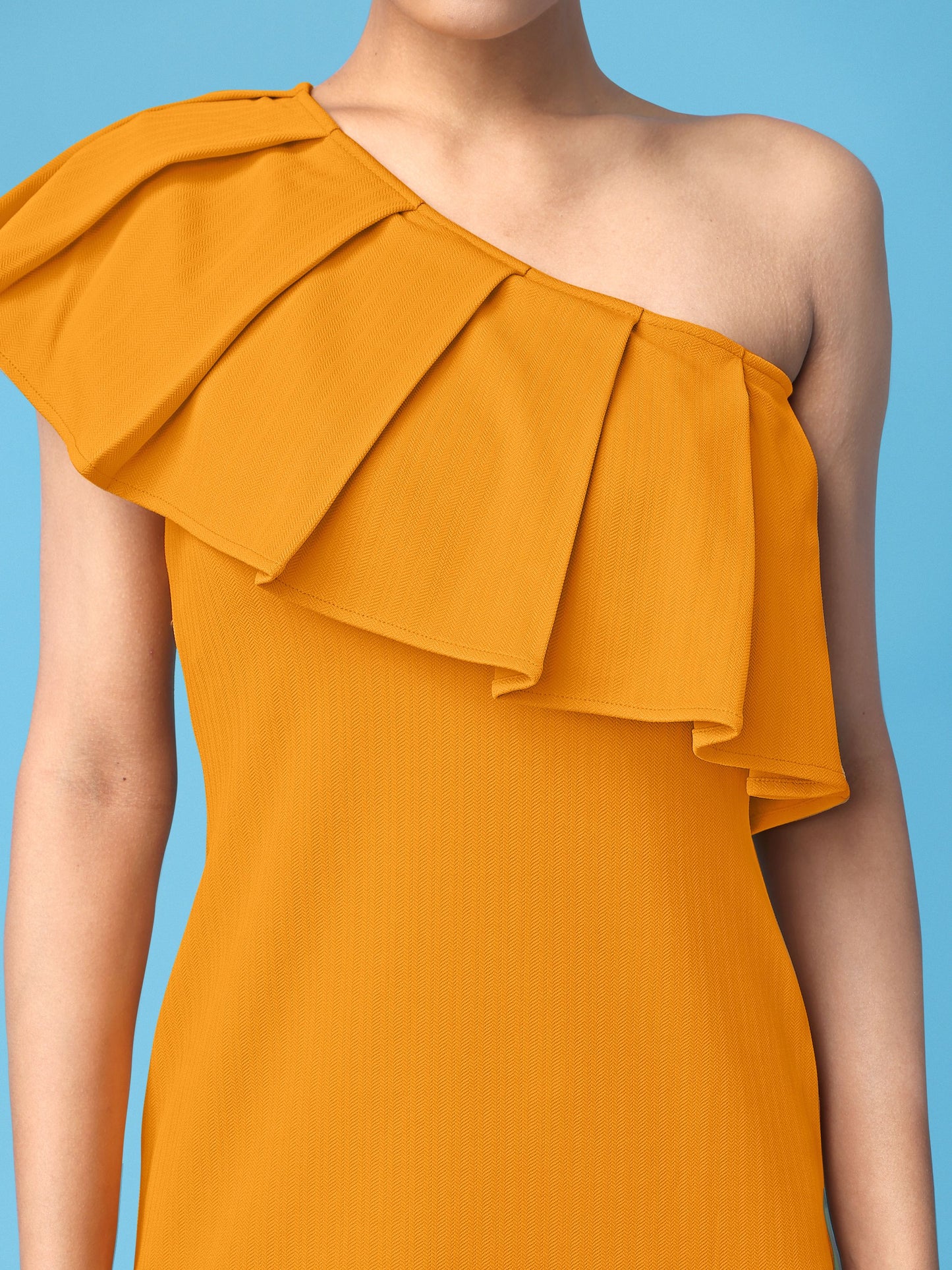 Ruffle One Shoulder Honey Dress