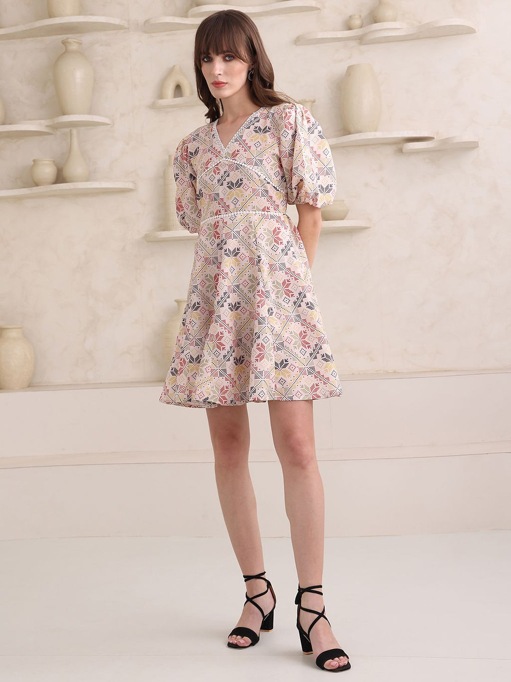 Obshivka  Printed Fit and Flare Dress