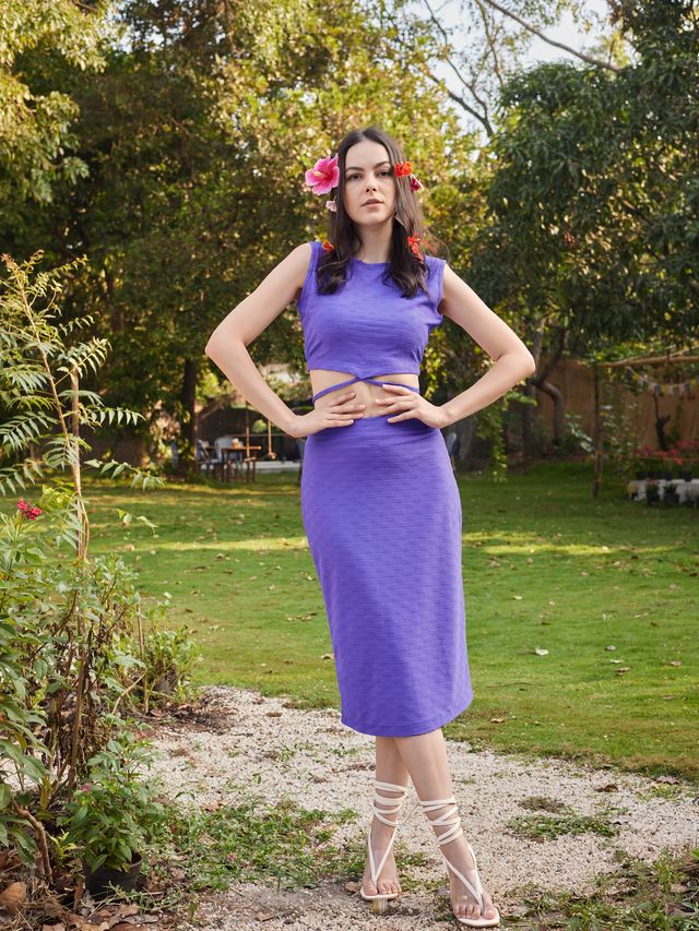 Women Violet Bodycon Co-ords