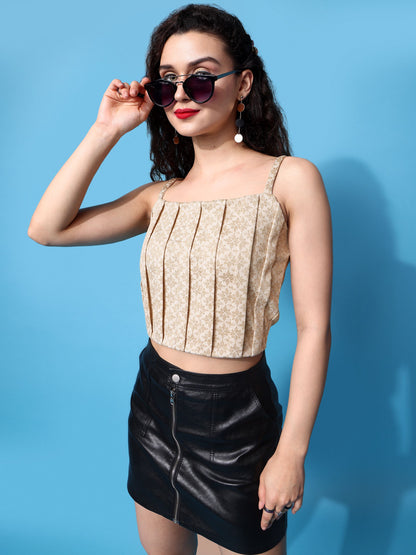 Women Golden Pleated Top