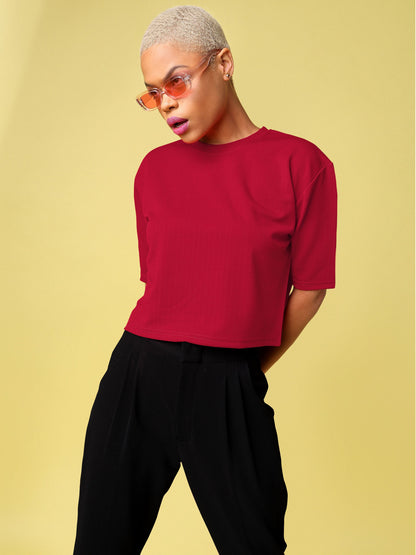 Women Red Oversized Top