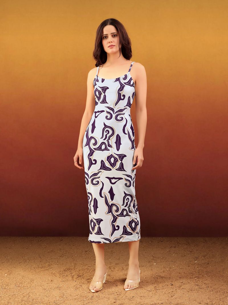 Women's Off White Bodycon Maxi Sleeveless Dress