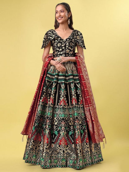 Women Black Embellished  Lehenga