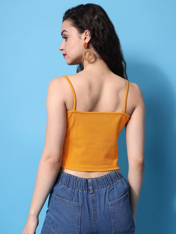 Yellow Sweetheart Neck Scrappy Top