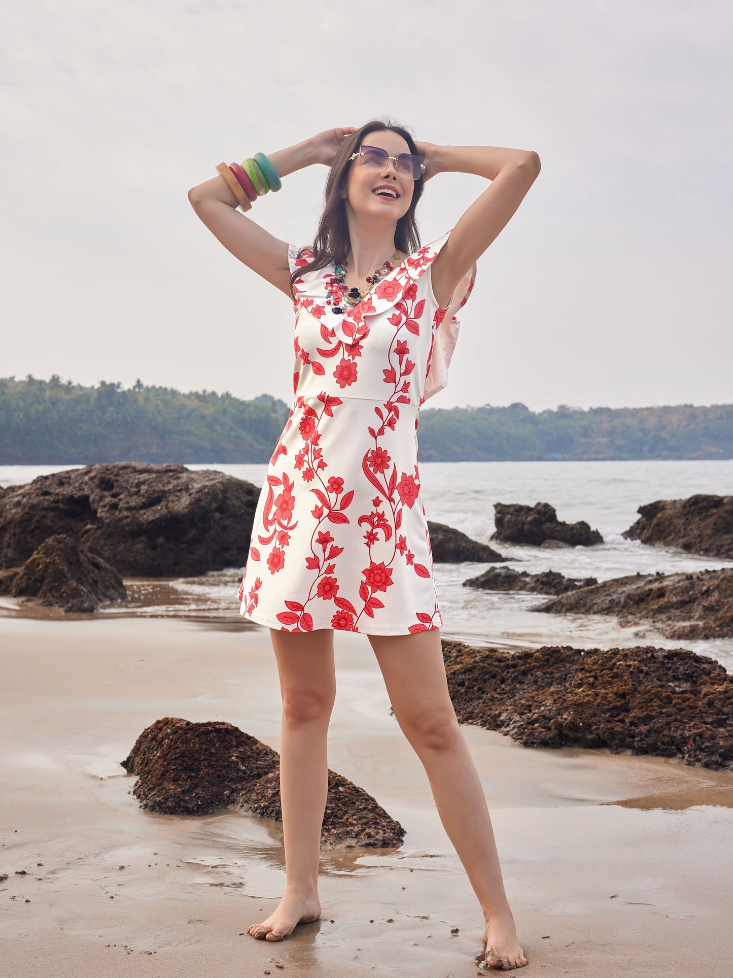 Red Sleeveless A-Line dress