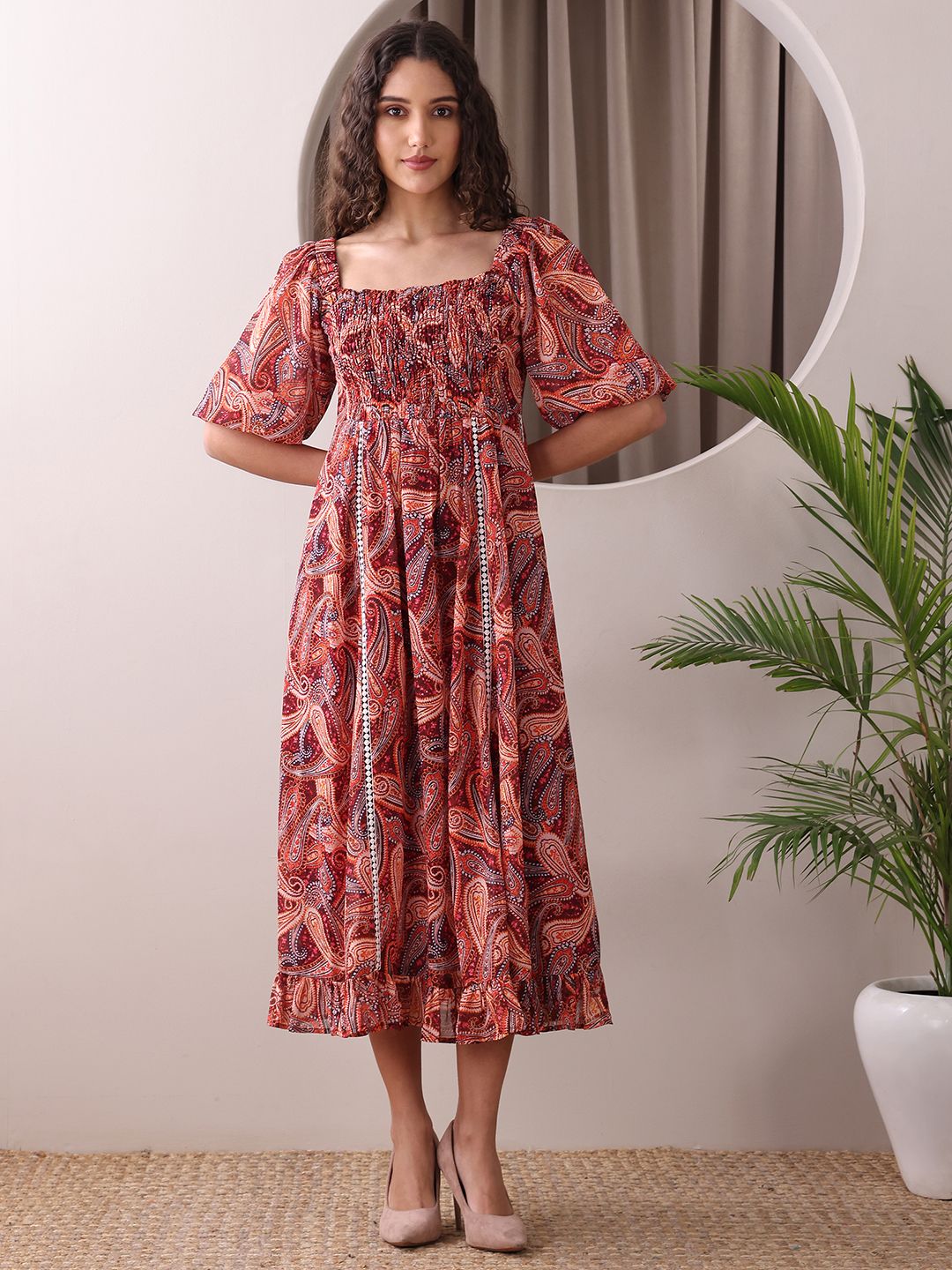 Obshivka  Printed Fit and Flare Dress