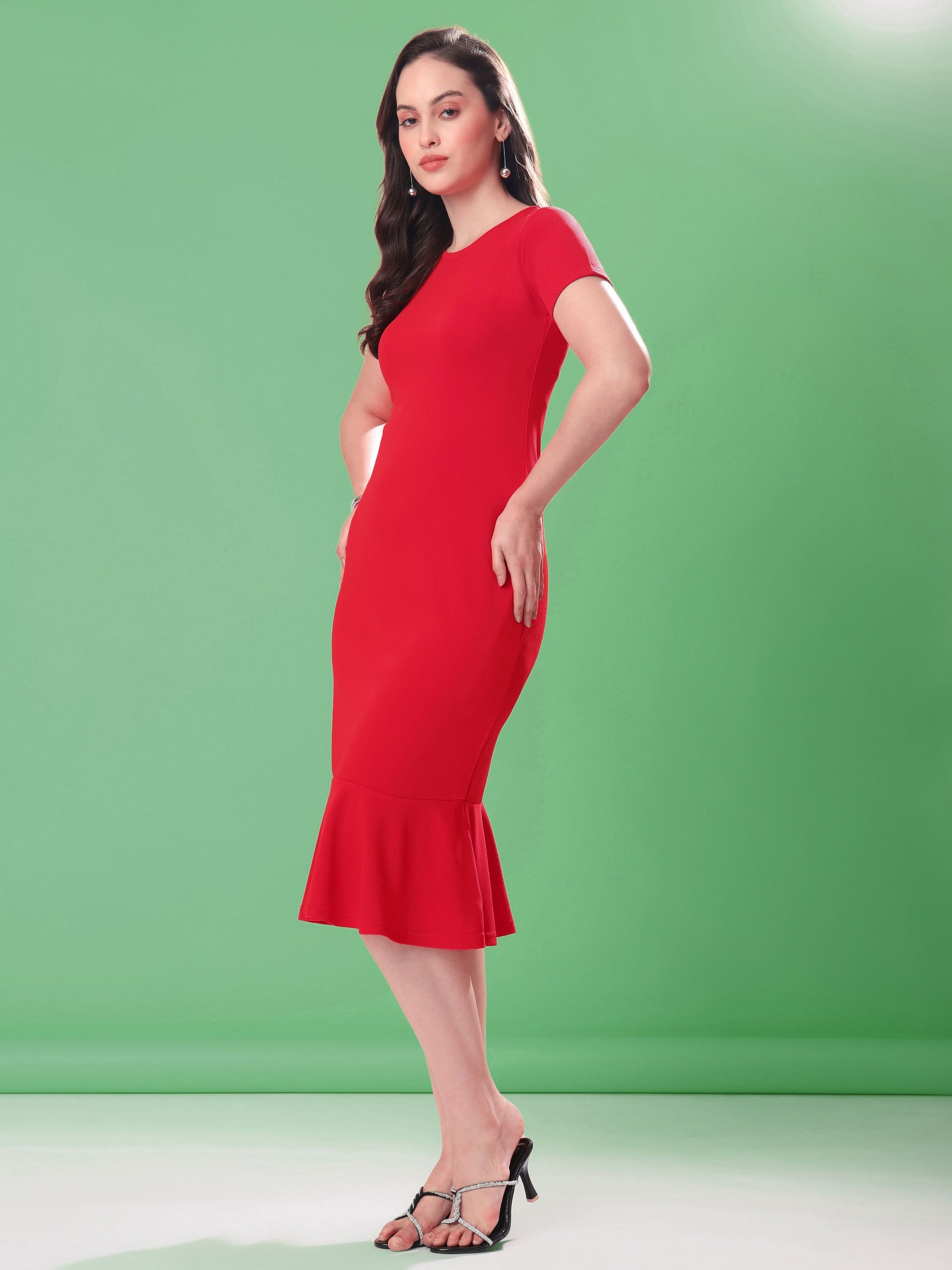 Women's Short Sleeve Bodycone Red Dress