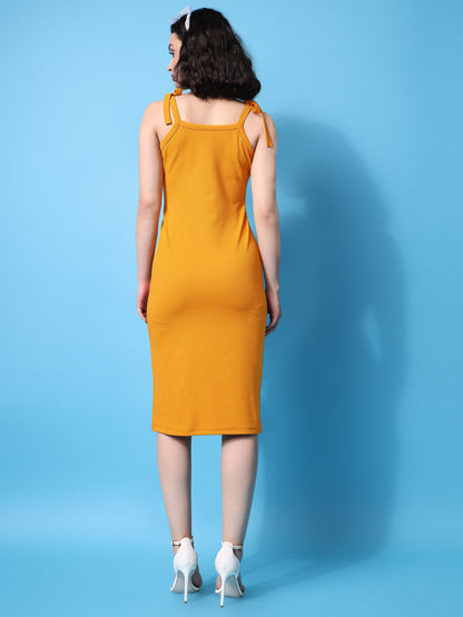 Tie-Up Shoulder Bodycon Honey Dress