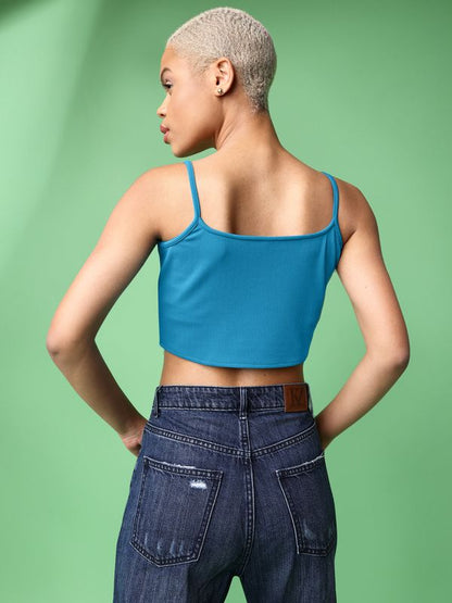 Women Blue Scrappy Top