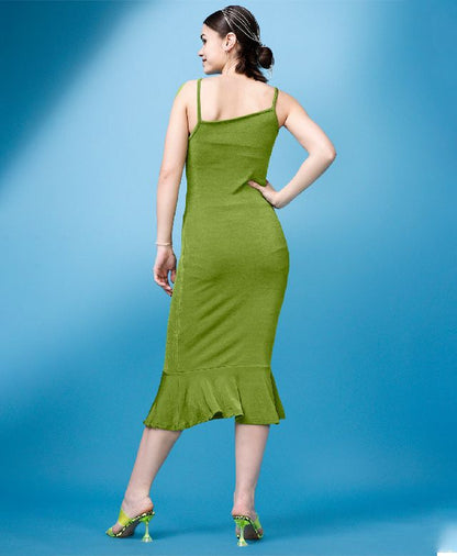 Women Olive Bodycon / Ruffle dress