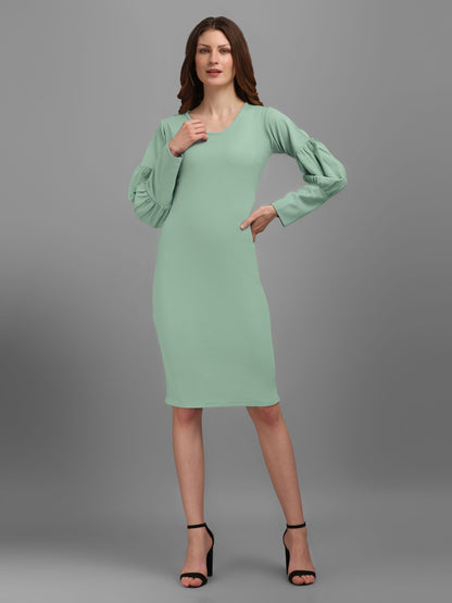 Sage Green V-neck Bodycon Dress