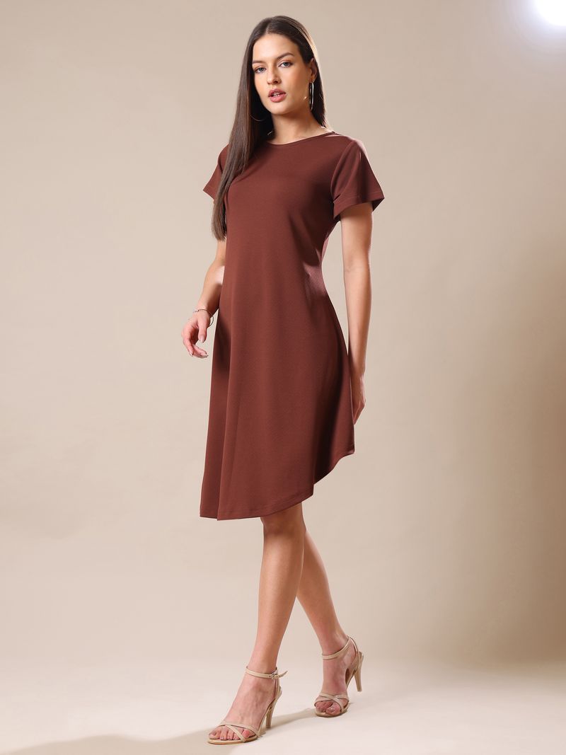 Women Brown Regular Sleeve Dress