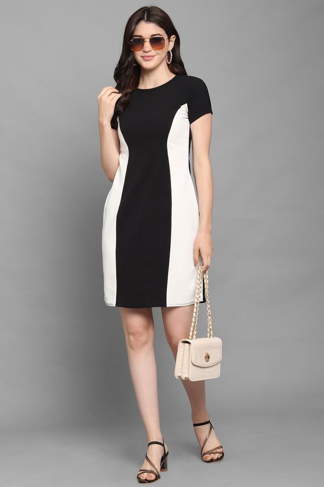 Women White & Black Bodycon dress