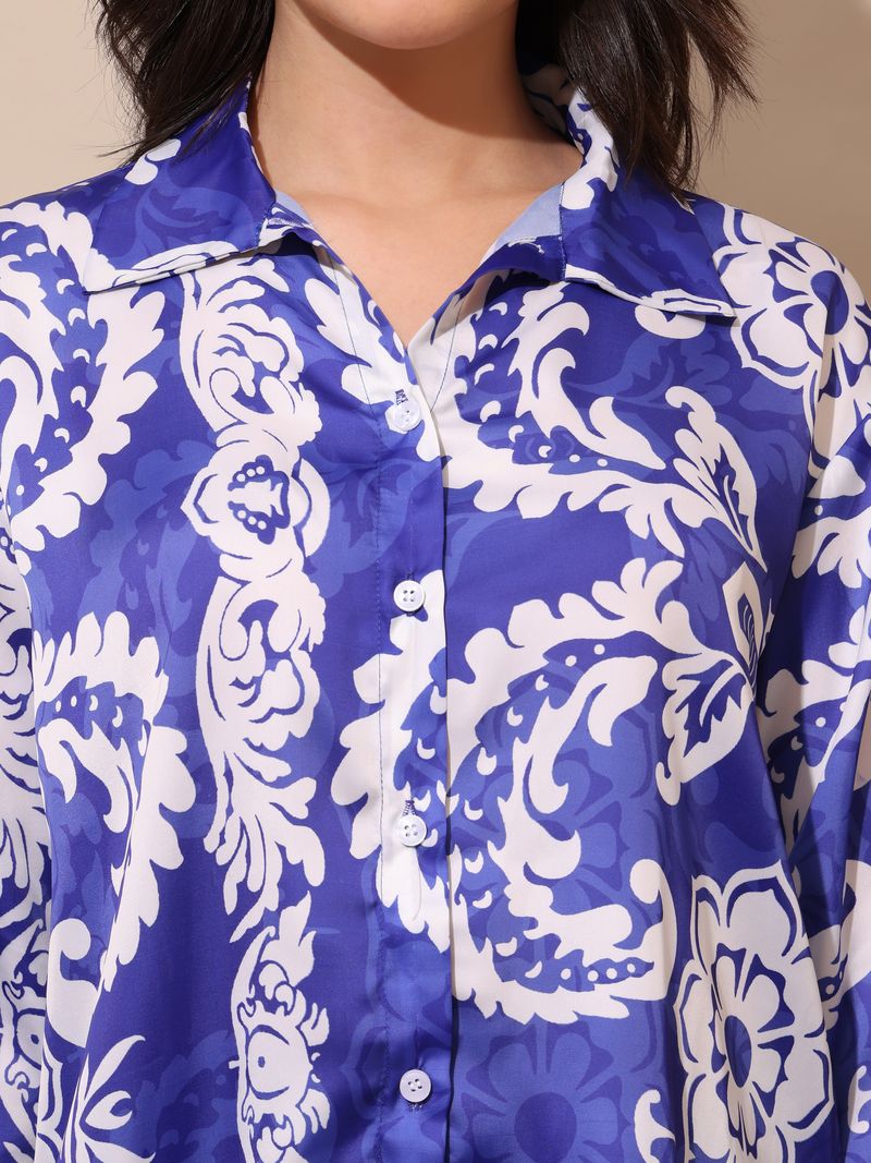 Women's Printed Stylished Blue Top