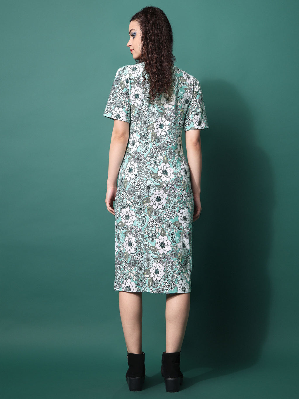 Green Bodycon Floral Dress