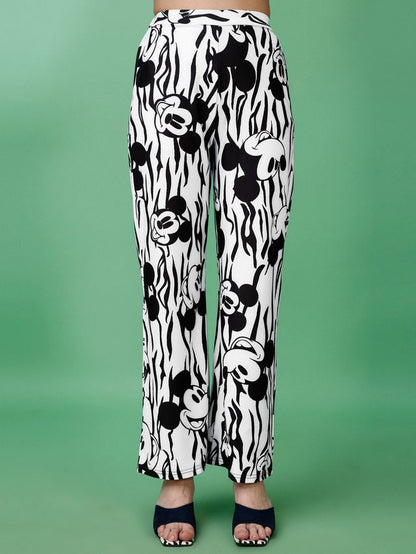 Women White and Black Printed Co-ords