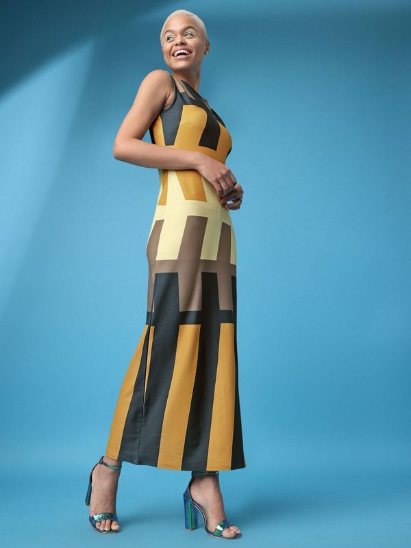 Women Green Leaf print dress