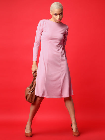 Peach Long Sleeve Bodycon Dress