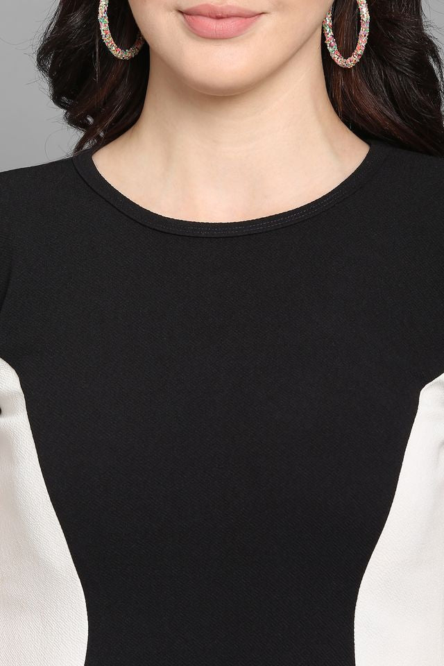 Women White & Black Bodycon dress