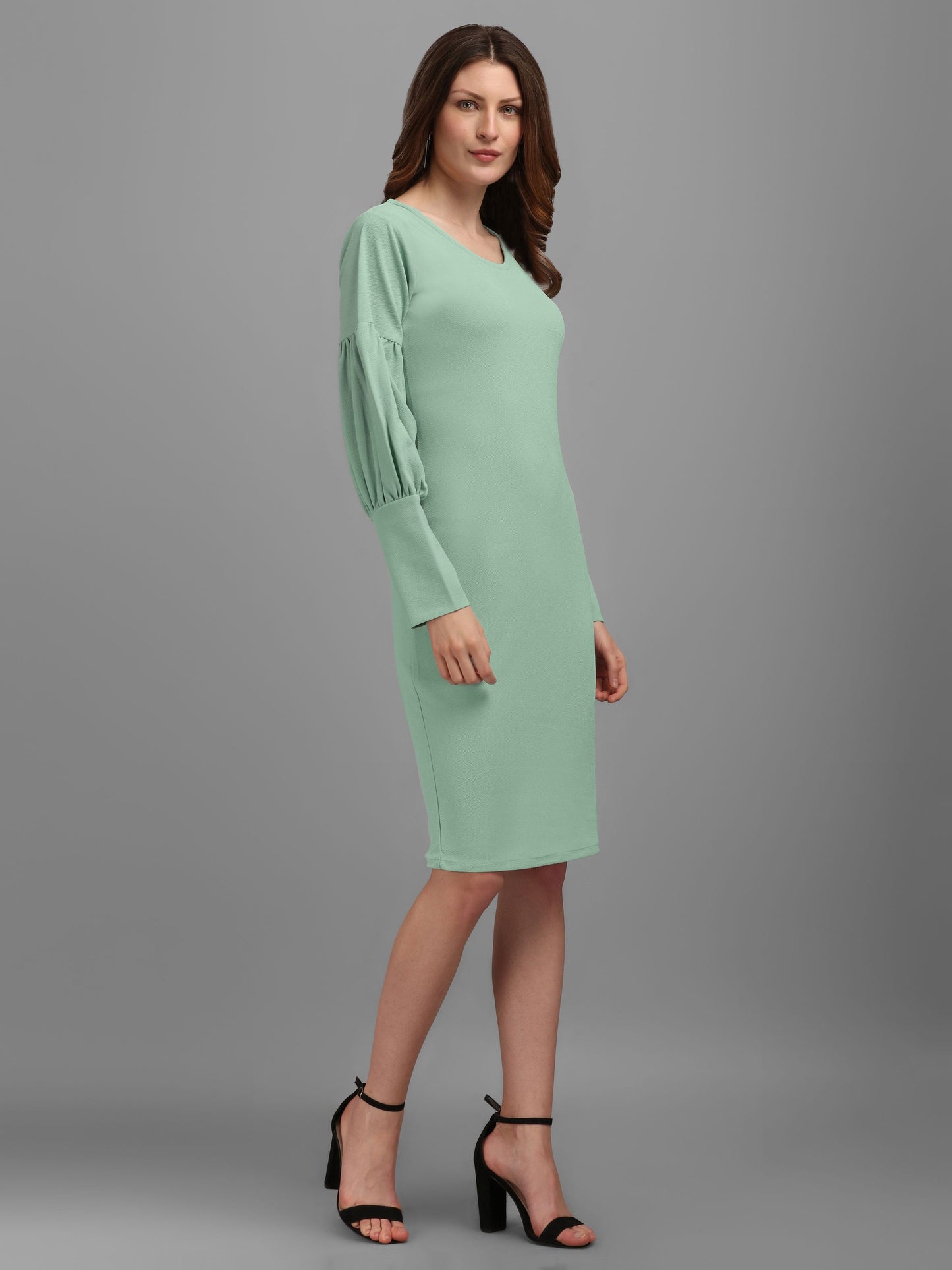 Sage Green V-neck Bodycon Dress