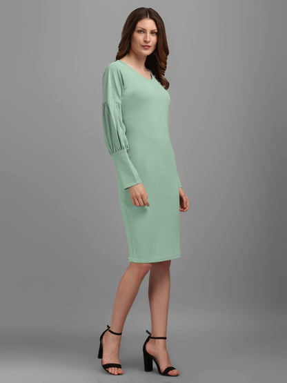 Sage Green V-neck Bodycon Dress