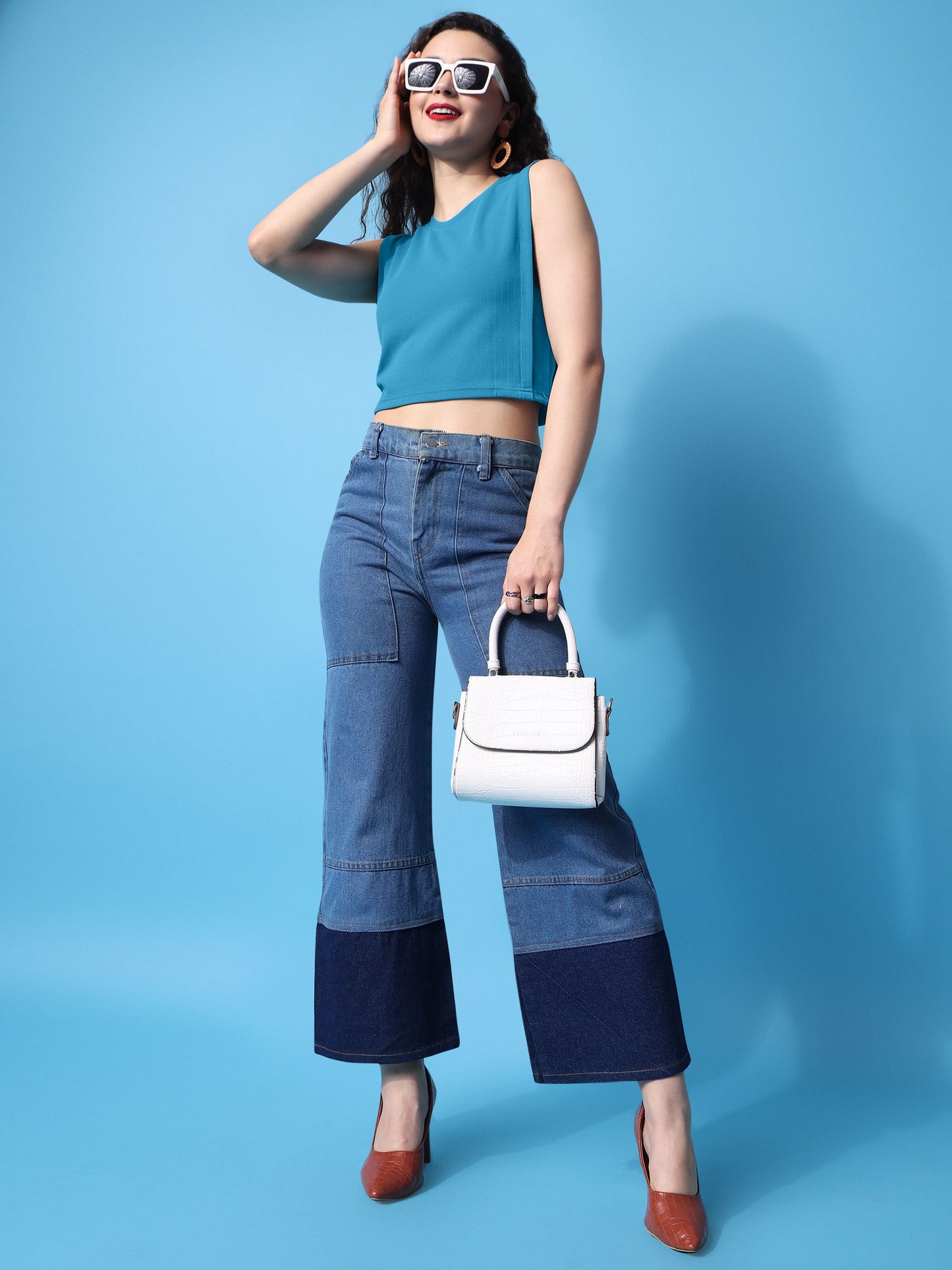 Women Blue Boxy Top