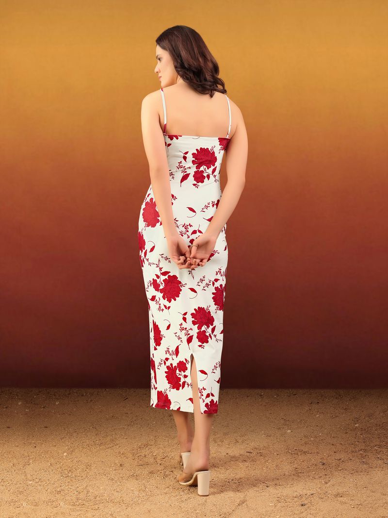 Women's Red Bodycon Maxi Sleeveless Dress