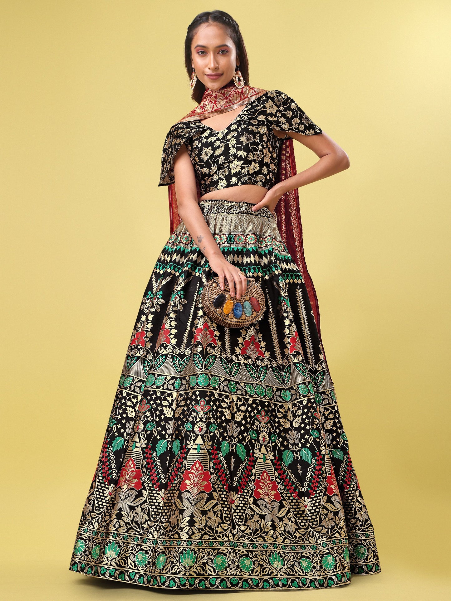 Women Black Embellished  Lehenga